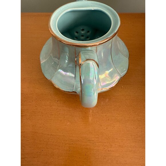 Vintage Iridescent Glossy Teapot With Gold Accents & Lid GIFT - Picture 7 of 8